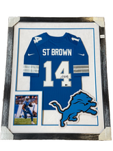 Load image into Gallery viewer, Amon-Ra St. Brown Lions Custom Framed Jersey Beckett COA