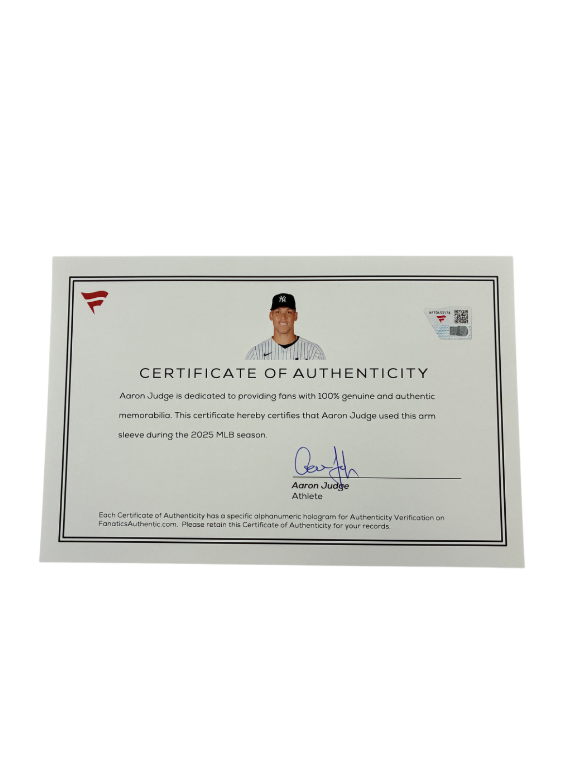 Aaron Judge Yankees 2025 Game Used Jordan Arm Sleeve Fanatics Authentic
