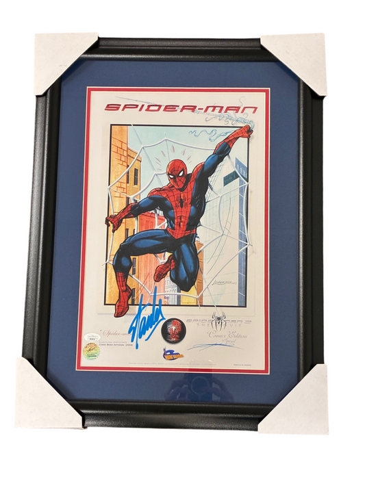 Stan Lee Signed Autographed Spiderman Custom Framed Photo JSA COA