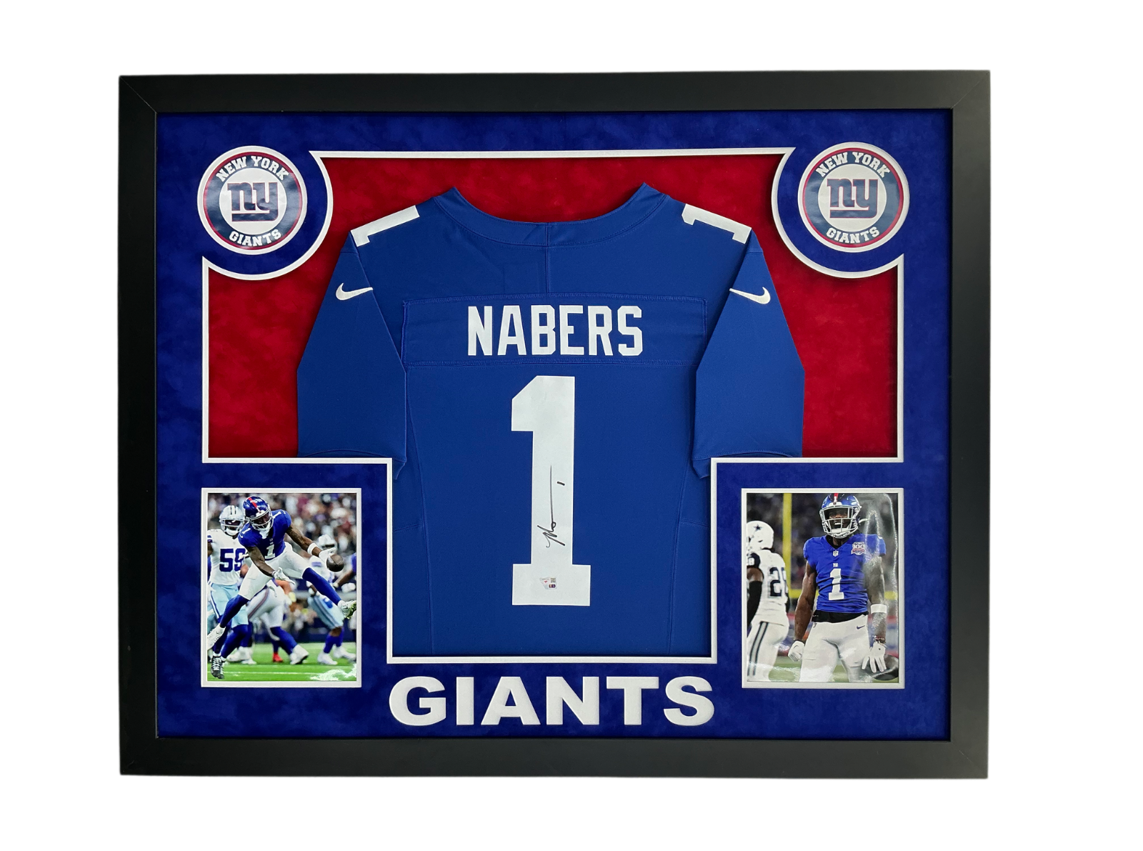 Malik Nabers Signed Autographed Giants Custom Framed Jersey Fanatics Authentic