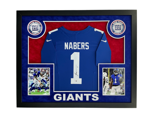 Malik Nabers Signed Autographed Giants Custom Framed Jersey Fanatics Authentic