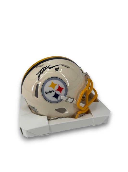 James Harrison Signed Autographed Steelers Retro Mini Helmet Prime Time Witness