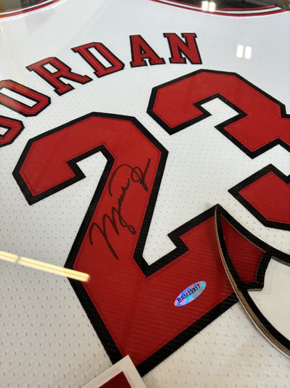 Michael Jordan Signed Autographed Bulls Jersey Custom Framed Upper Deck COA