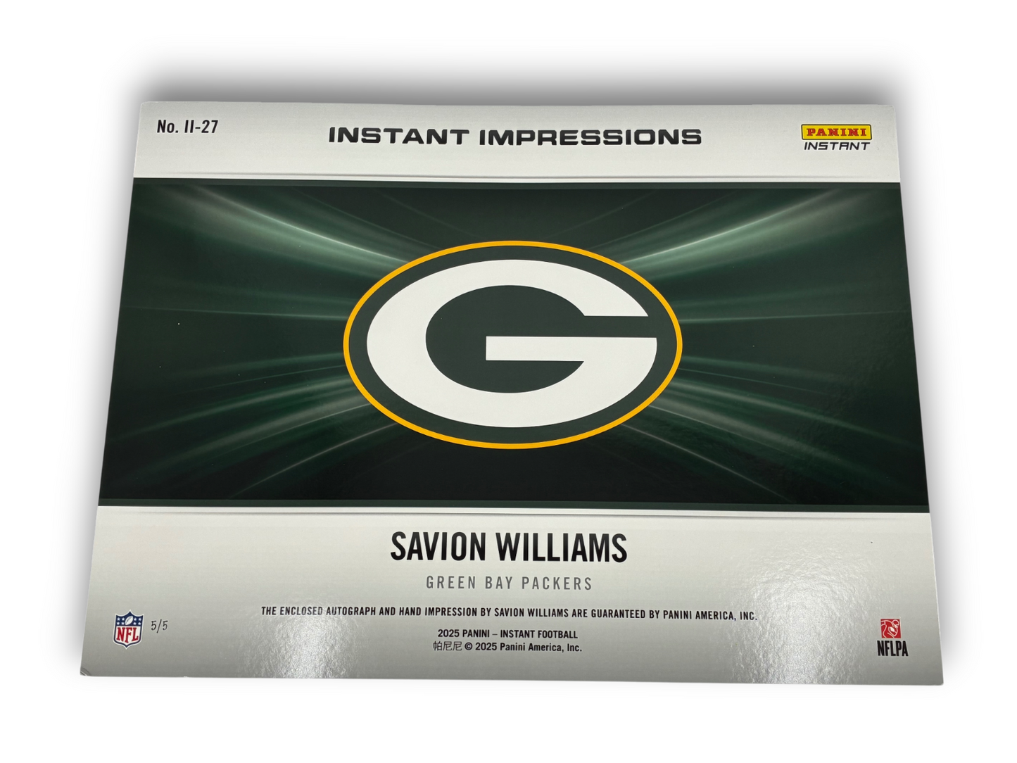 2025 Panini Instant Impressions 18x24 Savion Williams RC Handprint Auto 5/5