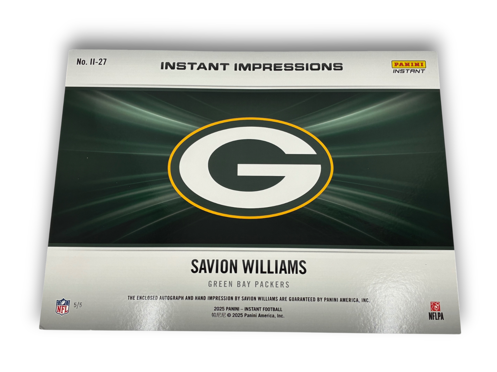 2025 Panini Instant Impressions 18x24 Savion Williams RC Handprint Auto 5/5