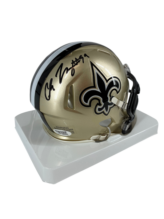 Chase Young Signed Autographed Saints Gold Mini Helmet Prime Time Witness