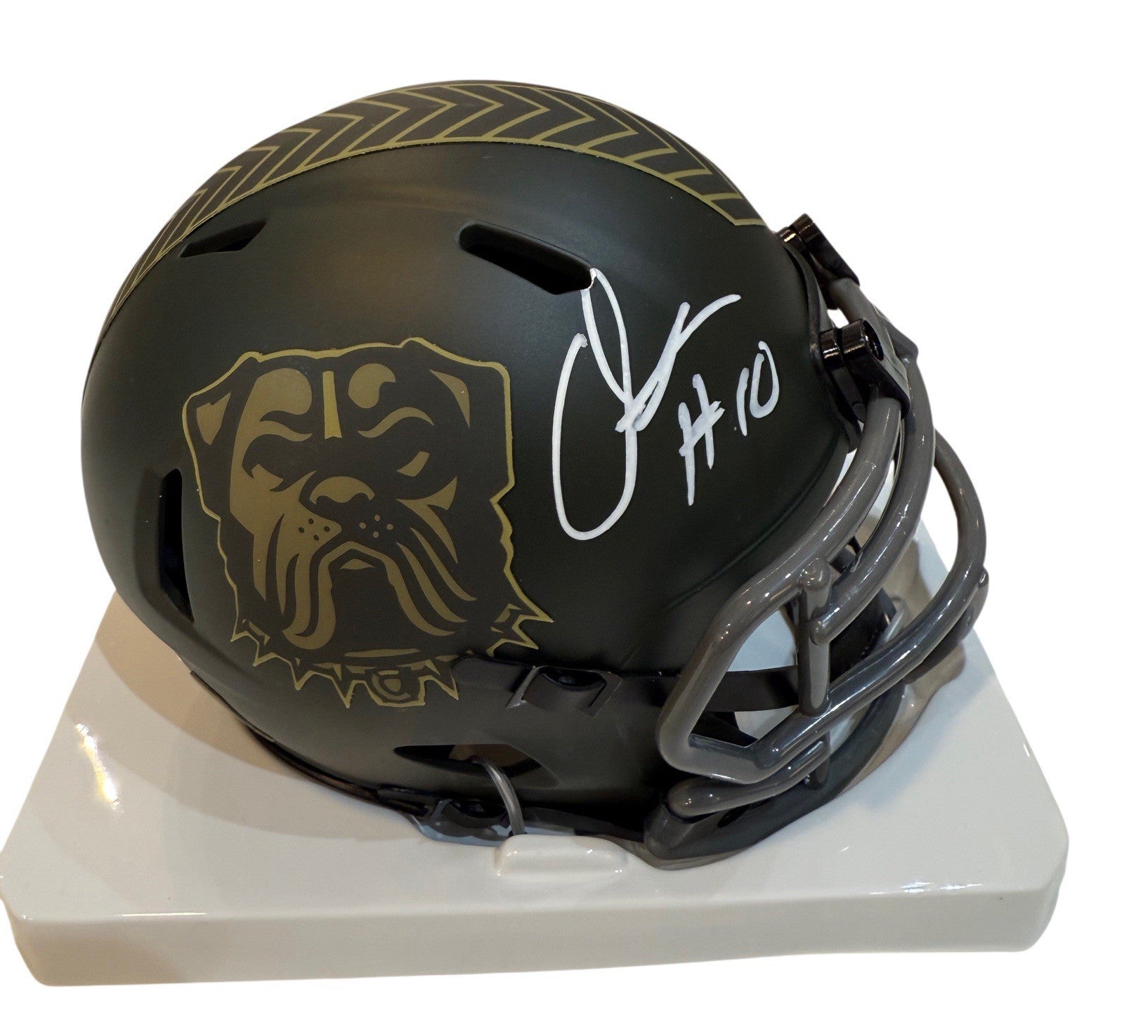 Quinshon Judkins Signed Autographed Browns STS Mini Helmet Swau COA