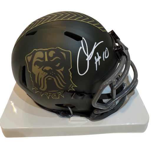 Quinshon Judkins Signed Autographed Browns STS Mini Helmet Swau COA