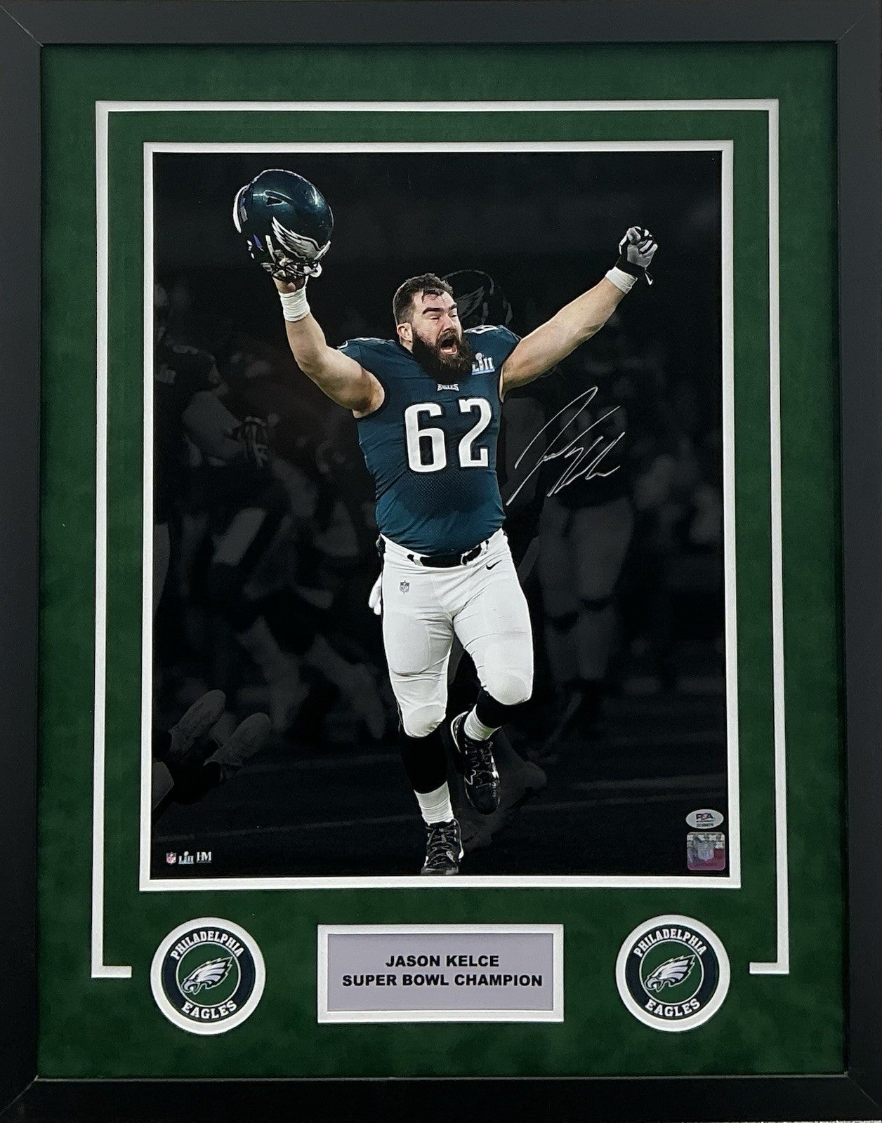 Jason Kelce Signed Autographed 16x20 Photo Eagles Framed PSA/DNA