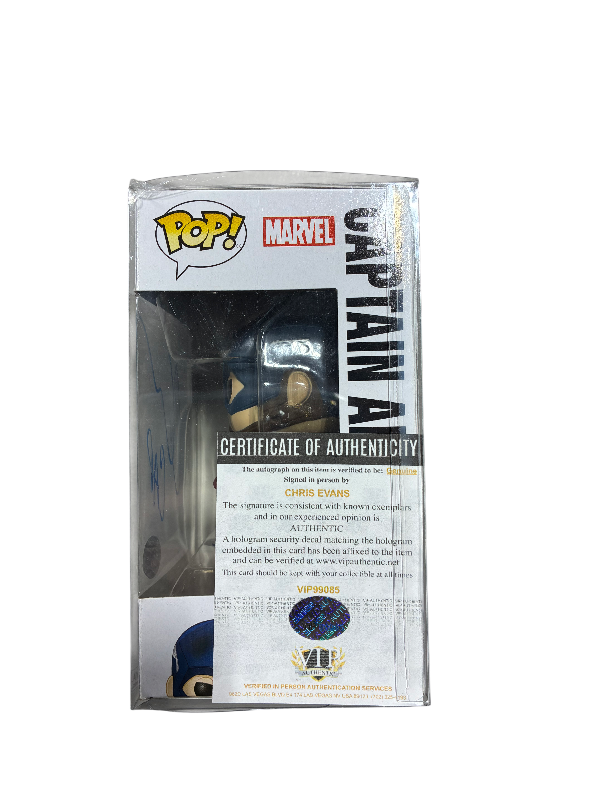 Chris Evans Signed Captain America Funko Pop Avengers autograph Beckett COA