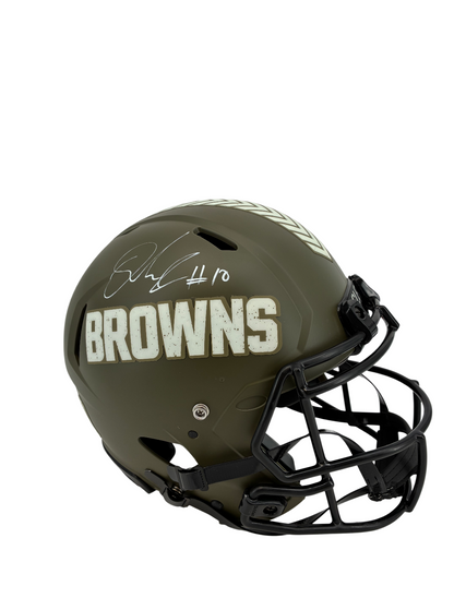 Quinshon Judkins Signed Autographed FS Browns Helmet Salute to Service BAS COA
