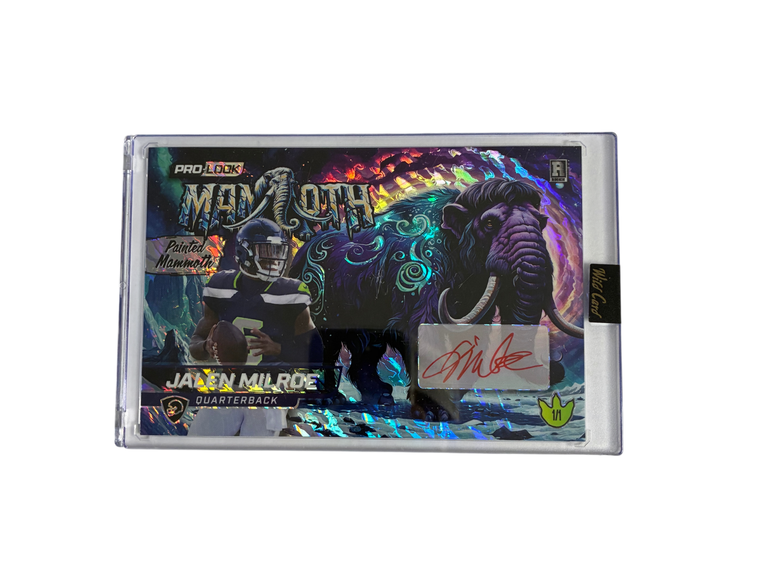 Jalen Milroe Seahawks Auto Wild Card Pro-Look Painted Mammoth Rookie 1/1