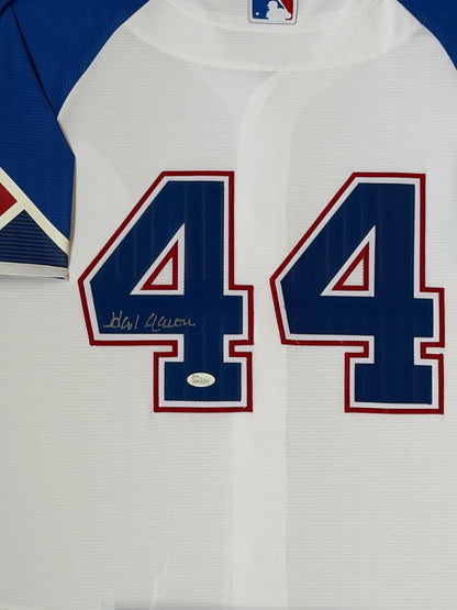Hank Aaron Braves Autographed Signed Custom Framed Jersey JSA COA