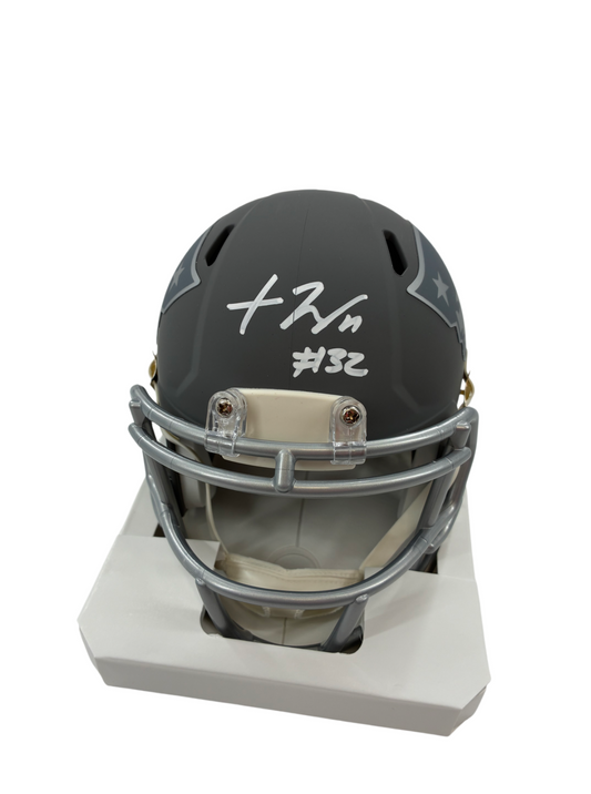 Treveyon Henderson Signed Autographed Patriots Mini Helmet Prime Time Witness