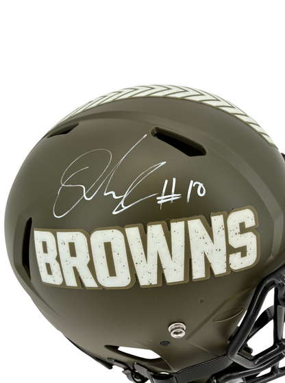 Quinshon Judkins Signed Autographed FS Browns Helmet Salute to Service BAS COA