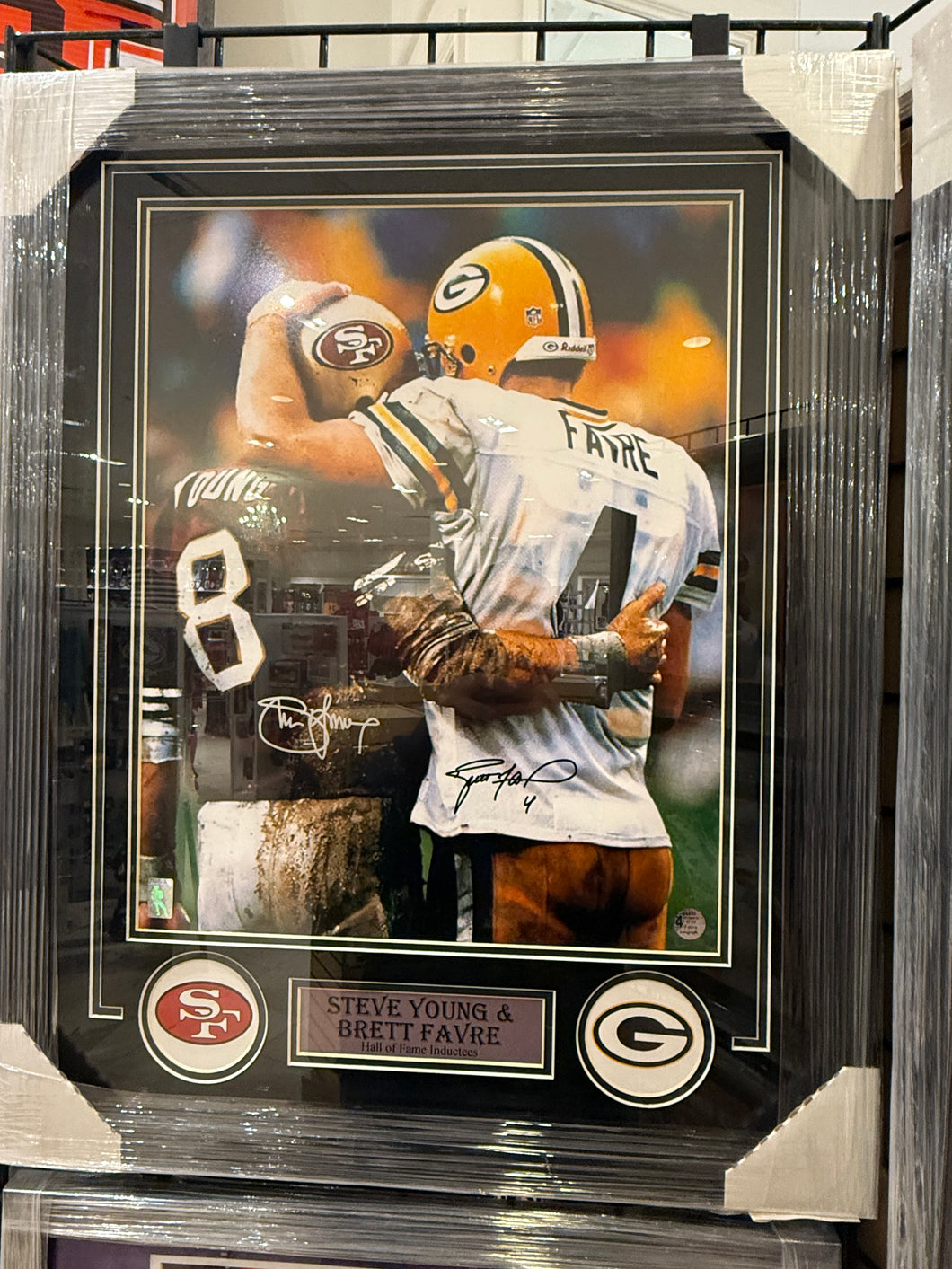 Brett Farve Joe Montana Signed Autographed 16x20 Photo Custom Framed Player COA