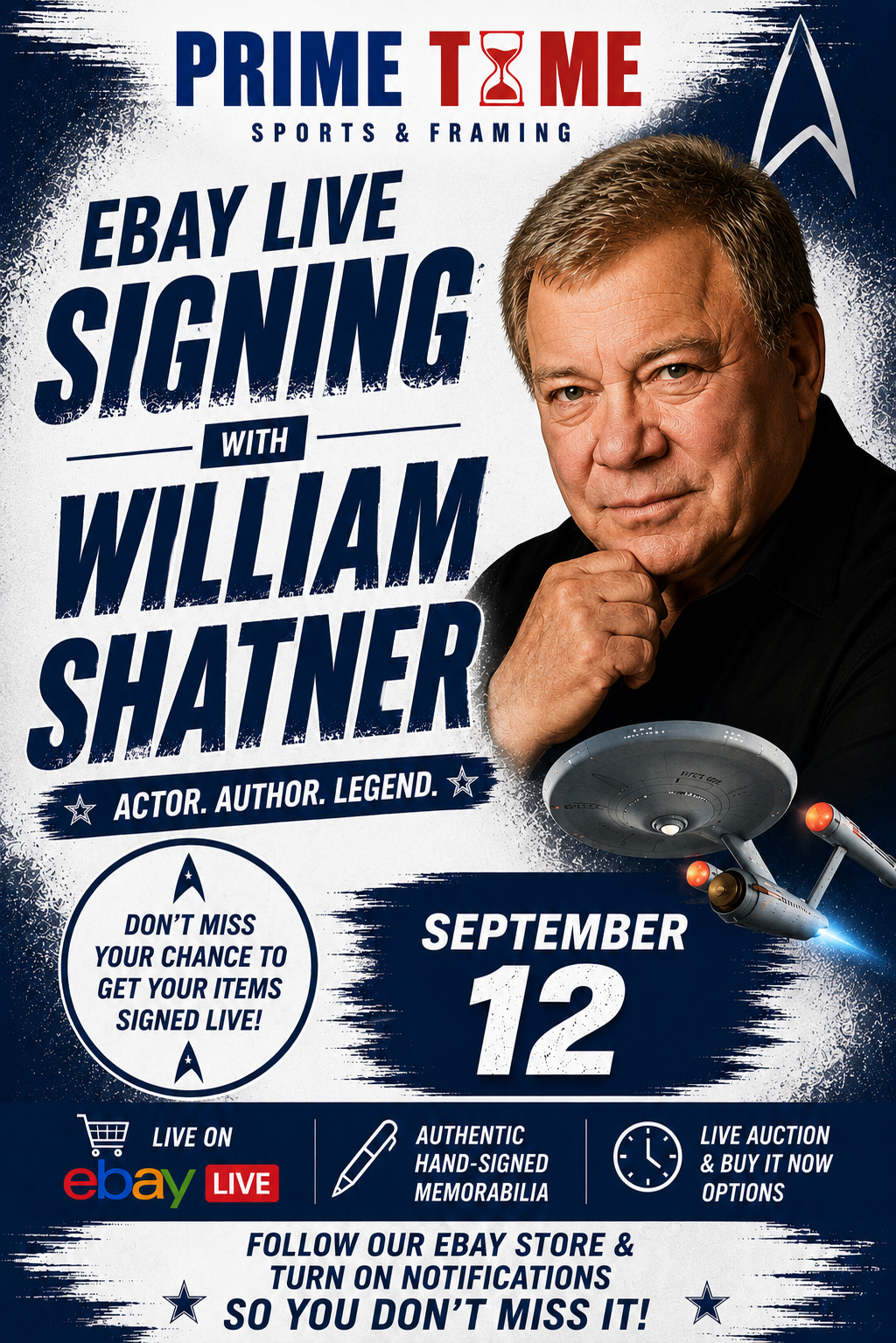 William Shatner Mail-in Ticket for Private Signing on 1 Item YOU WILL NOT MEET William Shatner )