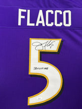 Load image into Gallery viewer, Baltimore Ravens Joe Flacco Hand Signed Autographed Custom Jersey “Super Bowl MVP XLVII Inscription”JSA COA