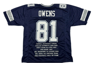 Terrell Owens “T.O.” Dallas Cowboys Unsigned Custom Stat Jersey