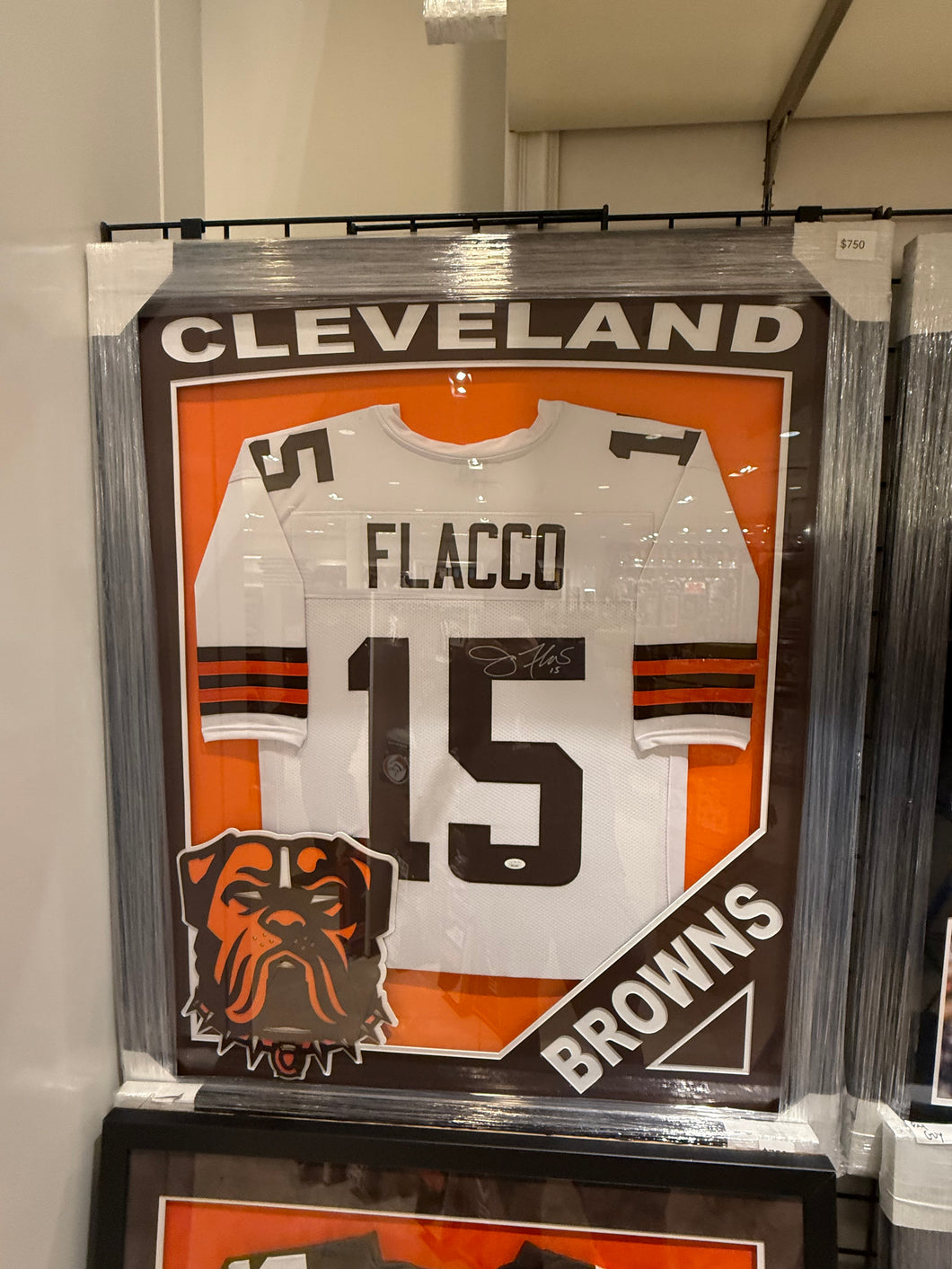 Cleveland Browns Joe Flacco Signed Autographed Jersey Custom Framed JSA COA