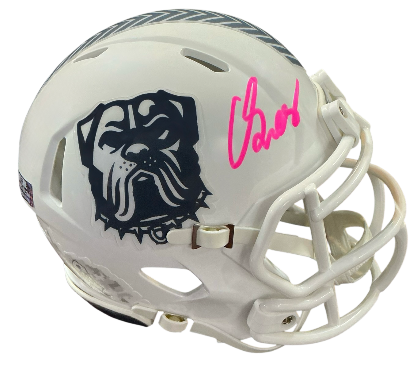 Carson Schwesinger Signed Autographed Cleveland Browns Salute To Service White Mini Helmet LIMITED EDITION #’d to only 6 SIGNED IN PINK PAINT PEN includes COA