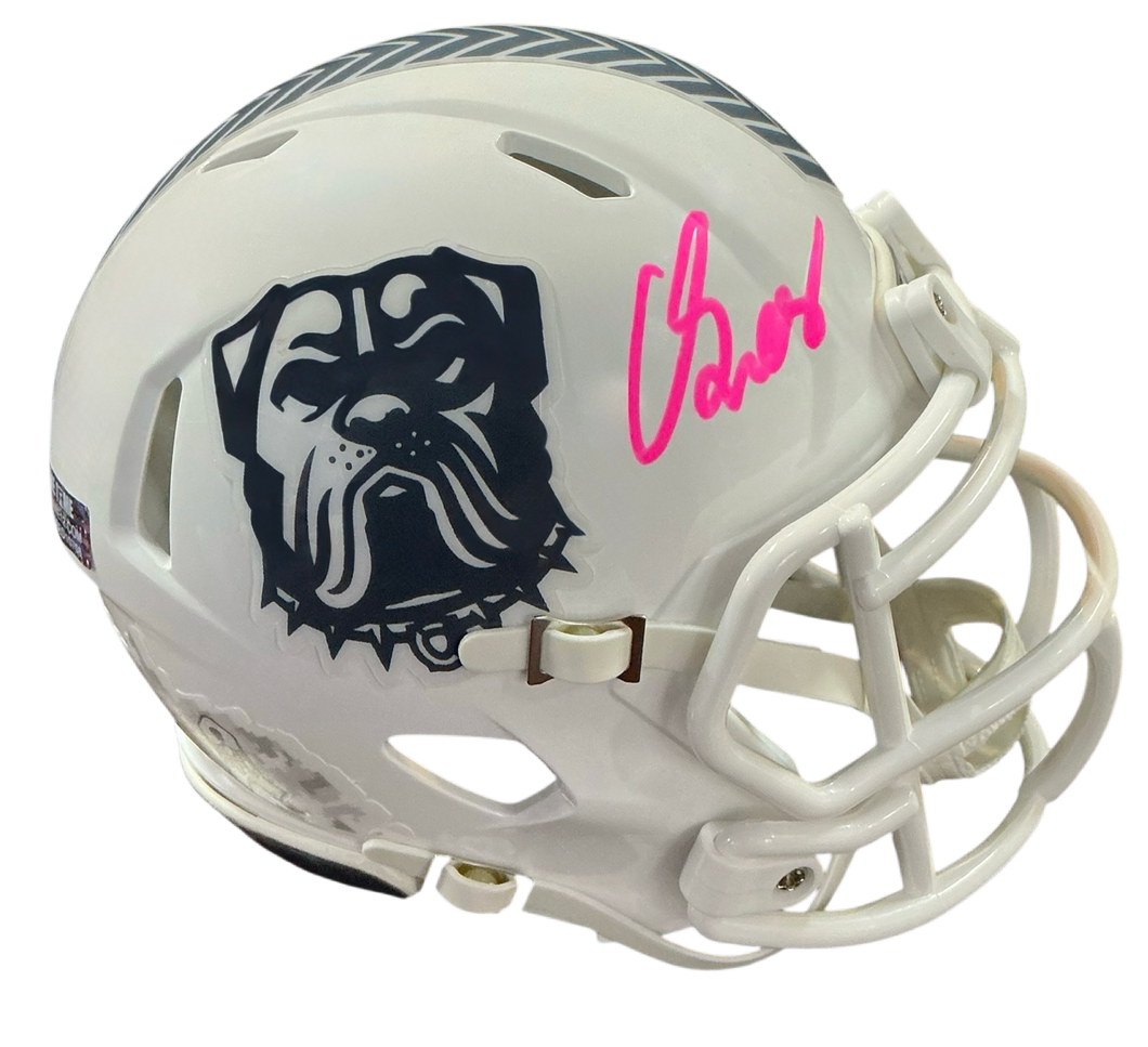 Carson Schwesinger Signed Autographed Cleveland Browns Salute To Service White Mini Helmet LIMITED EDITION #’d to only 6 SIGNED IN PINK PAINT PEN includes COA