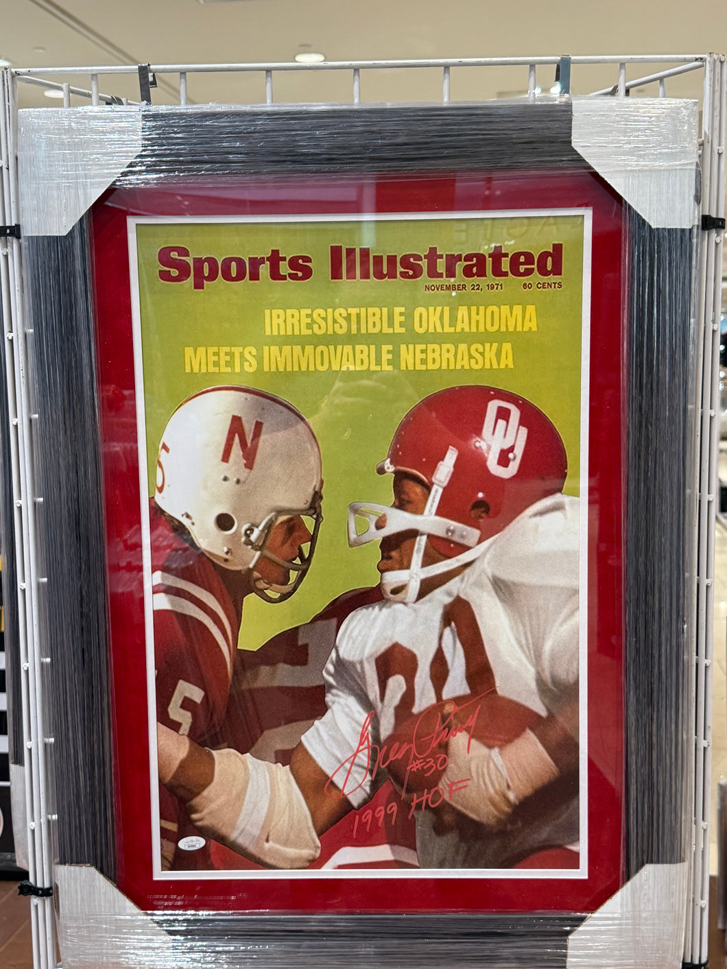 Oklahoma Sooner Greg Pruitt Signed Autographed 16x20 Photo Custom Framed JSA COA