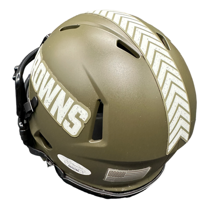Cleveland Browns Grant Delpit Hand Signed Autographed Salute to Service Mini Helmet with JSA COA