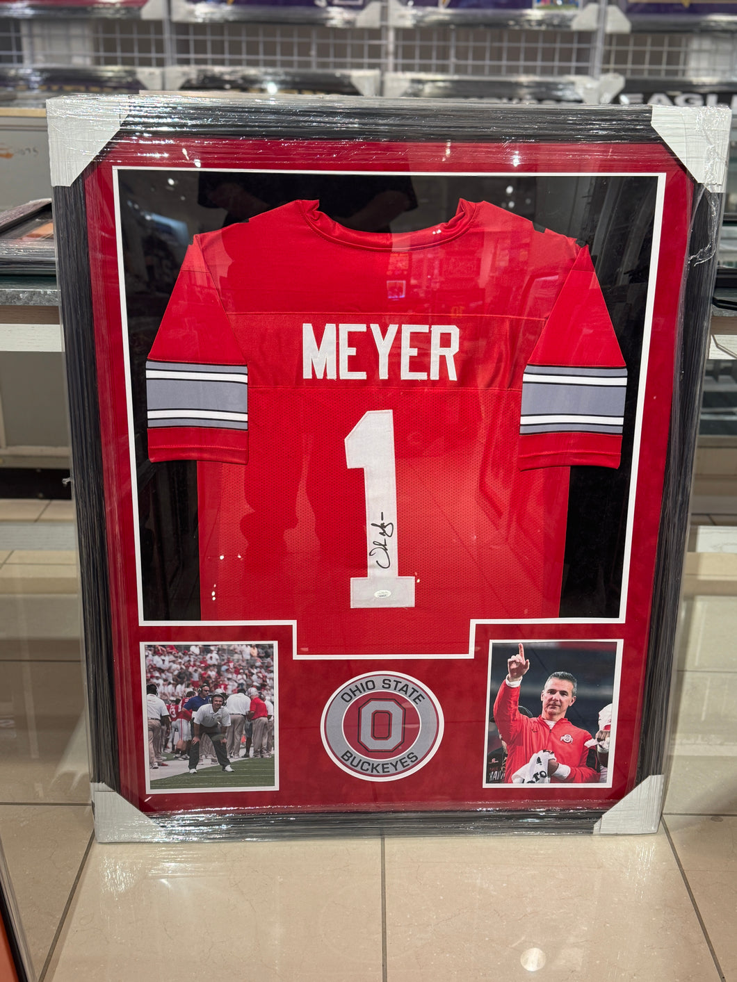 Ohio State Buckeyes Urban Meyer Hand Signed Autographed Jersey Custom Framed JSA COA