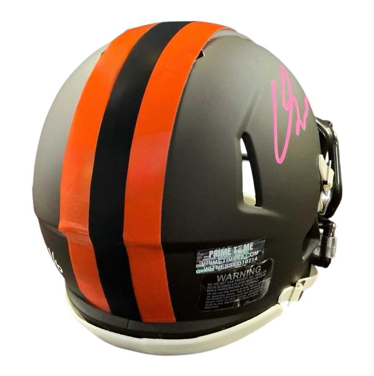Carson Schwesinger Signed Autographed Cleveland Browns Alpha Dawg Mini Helmet LIMITED EDITION #’d to only 6 SIGNED IN PINK PAINT PEN includes COA