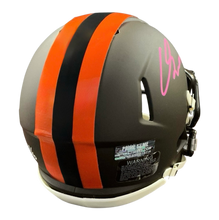 Load image into Gallery viewer, Carson Schwesinger Signed Autographed Cleveland Browns Alpha Dawg Mini Helmet LIMITED EDITION #’d to only 6 SIGNED IN PINK PAINT PEN includes COA