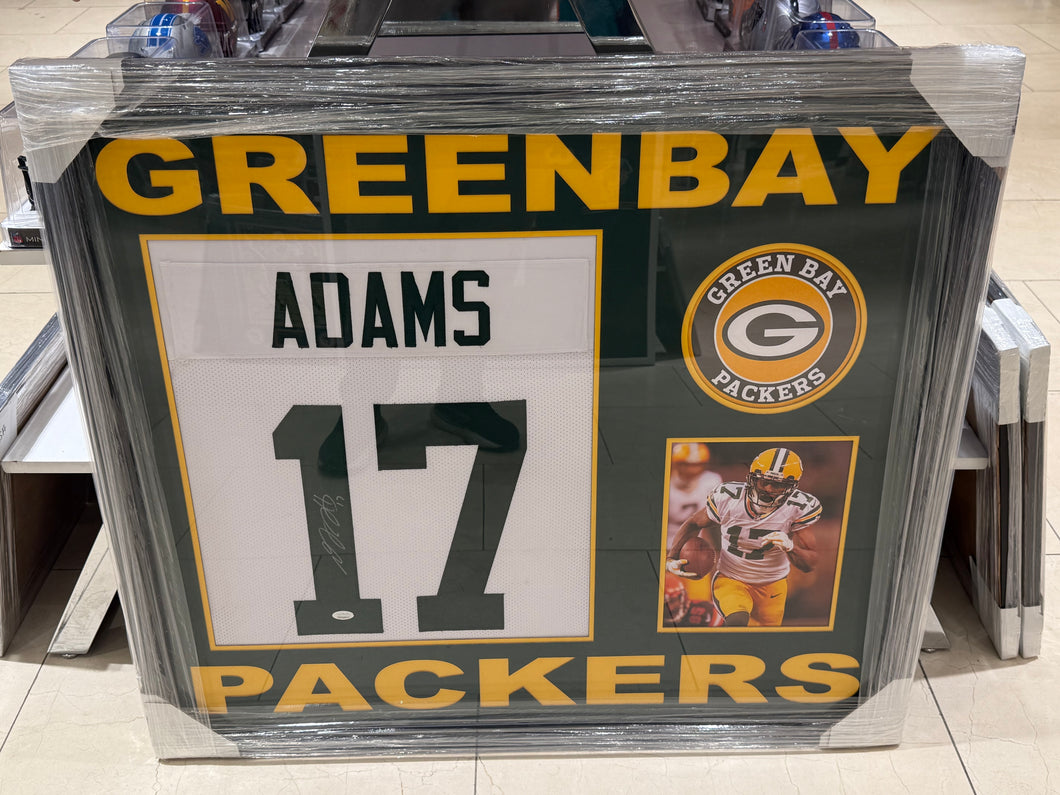 Green Bay Packers Devante Adam’s Signed Autographed Jersey Custom Framed COA