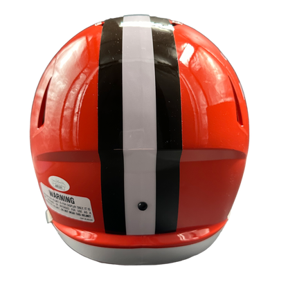 Cleveland Browns Joe Thomas Hand Signed Autographed Full Size Throwback Helmet with White Face mask with "Consecutive Snaps" Inscription JSA COA