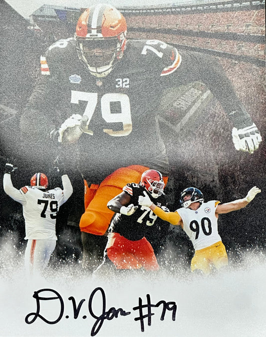Cleveland Browns Dawand Jones Hand Signed Autographed 8x10 Photo with Five Star COA