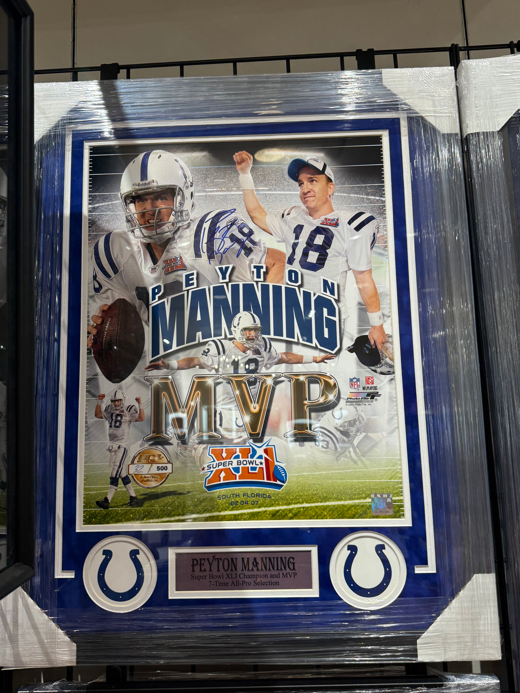 Indianapolis Colts Peyton Manning Signed 16x20 custom framed COA