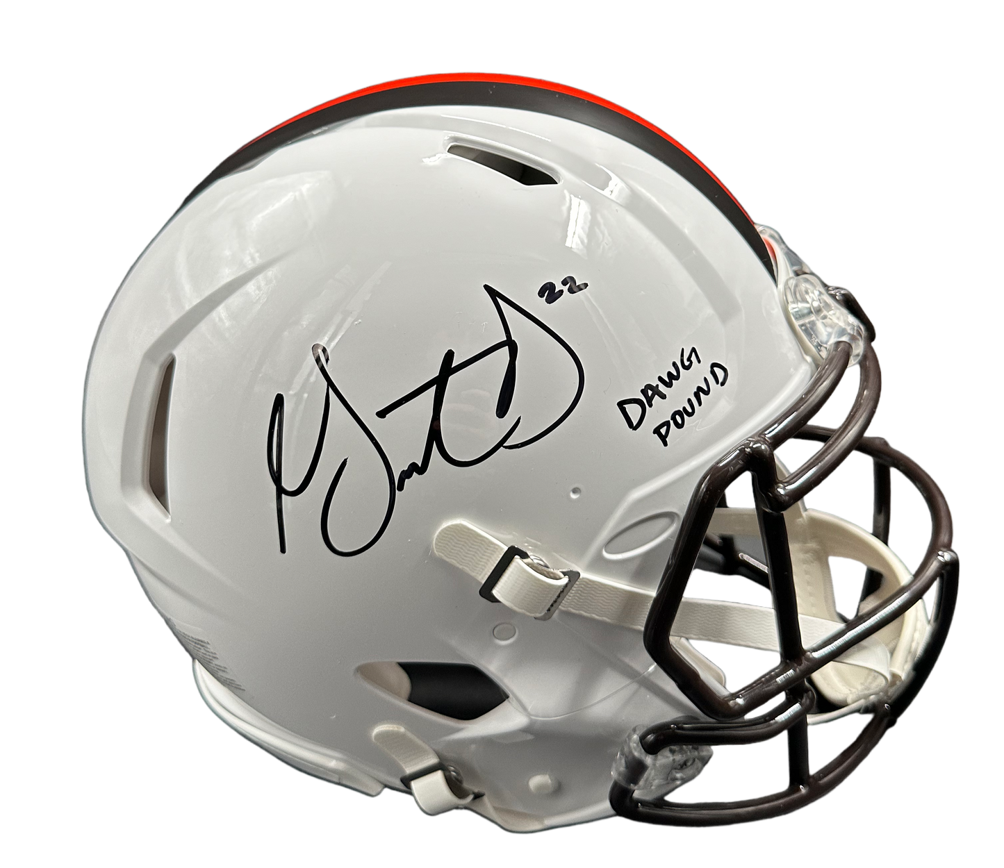 Cleveland Browns Grant Delpit Hand Signed Autographed 2023 ON FIELD ALTERNATE STYLE SPEED AUTHENTIC HELMET INSCRIBED “Dawg Pound” with JSA COA