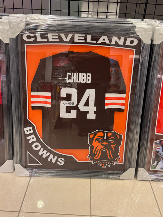 Cleveland Browns Nick Chubb Hand Signed Autographed Jersey Custom Framed JSA