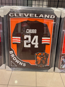 Cleveland Browns Nick Chubb Hand Signed Autographed Jersey Custom Framed JSA
