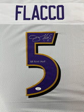 Load image into Gallery viewer, Baltimore Ravens Joe Flacco Hand Signed Autographed Custom Jersey “Super Bowl MVP XLVII Inscription”JSA COA