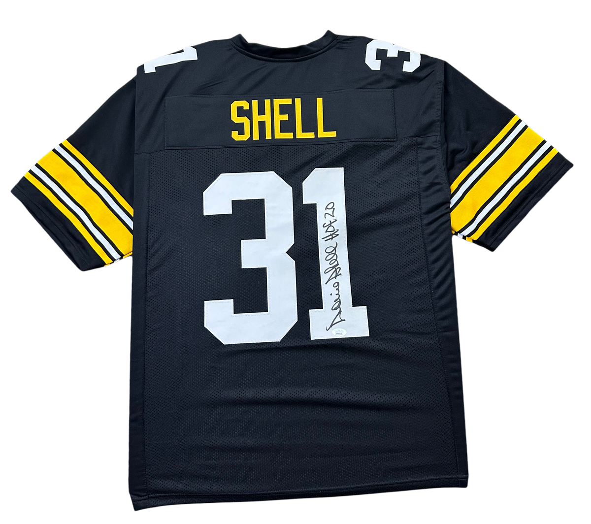 Pittsburgh Steelers Donnie Shell Hand Signed Autographed Custom Jersey HOF 20 Inscription JSA COA
