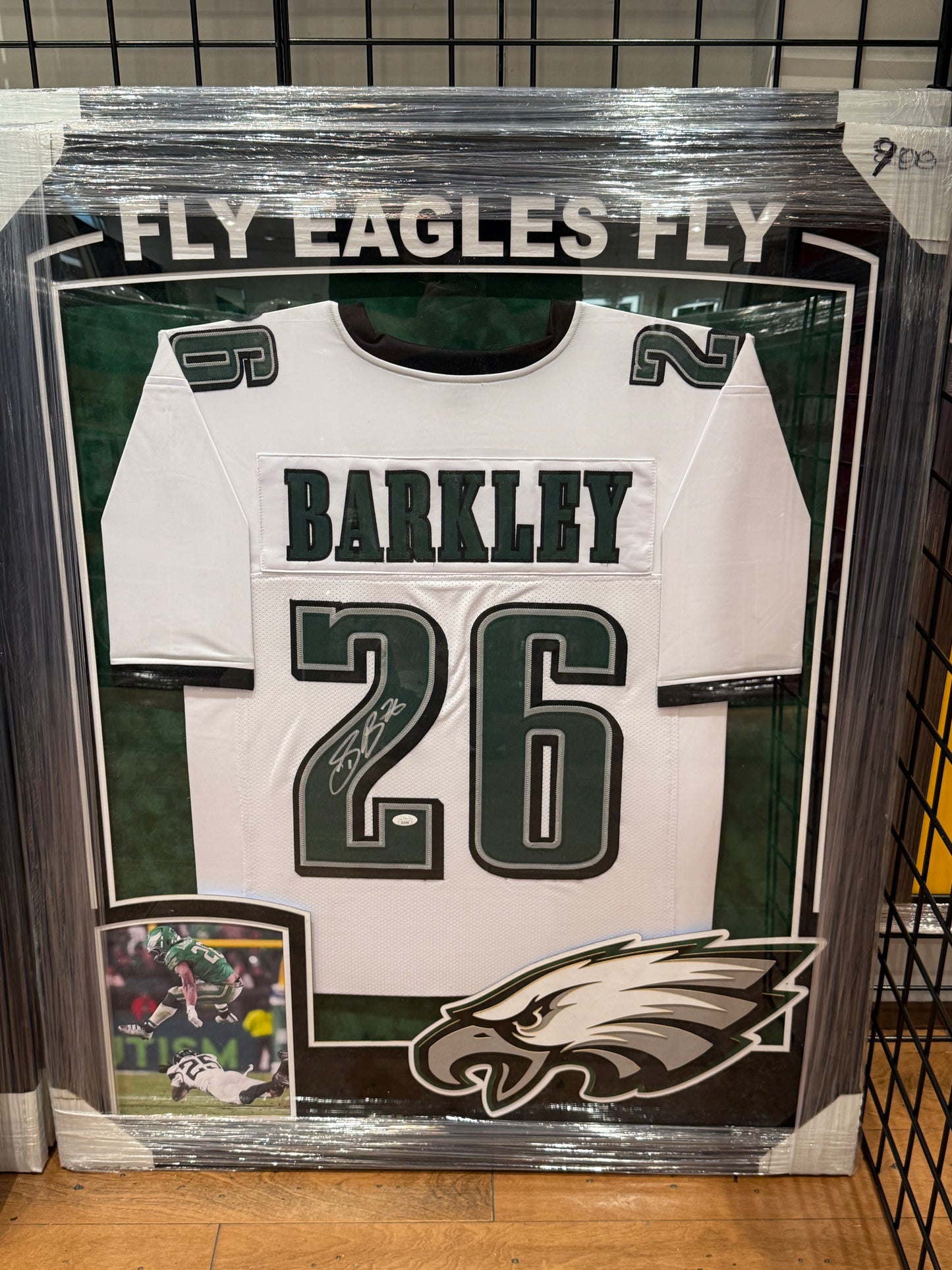 Philadelphia Eagles Saquon Barkley Signed Autographed Custom Jersey Custom Framed JSA COA