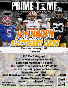 Joe Haden 1/14/25 at Great Northern Mall Pre-Sale ticket for PHOTO OP to have your photo taken (up to 4 people at once) with the player