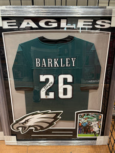 Philadelphia Eagles Saquon Barkley Signed Autographed Custom Jersey Custom Framed BAS COA