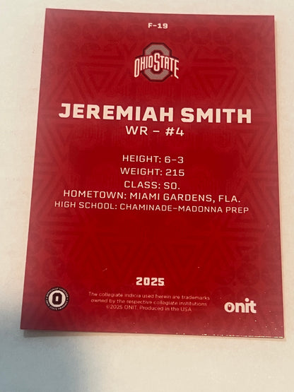 Pre-Sale Jeremiah Smith Hand Signed Autographed 2025 ONIT Athlete Ohio State Buckeyes Red Fusion Card F-19