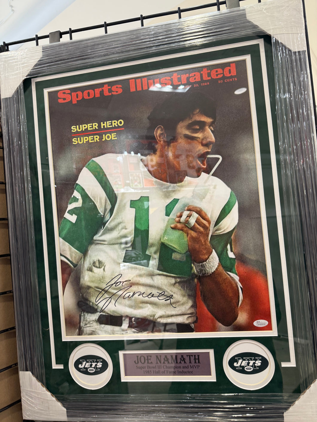 New York Jets Joe Namath Signed Autographed 16x20 Photo Custom Framed JSA COA