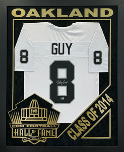 Ray Guy - EXCLUSIVE PRO FOOTBALL HALL OF FAME FRAMING XL 3D LOGO WITH DOUBLE SUEDE Beckett Coa