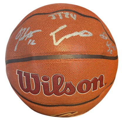 2025 Cleveland Cavaliers Team Signed Basketball Autographed by 4 Cavs including De’Andre Hunter, Isaac Okoro, Jaylon Tyson, & Dean Wade with COA