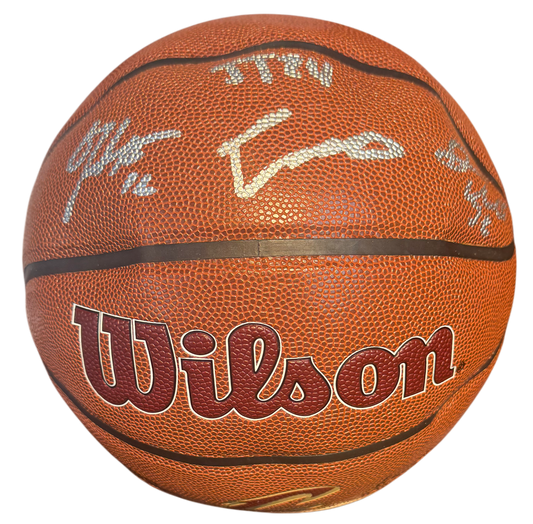 2025 Cleveland Cavaliers Team Signed Basketball Autographed by 4 Cavs including De’Andre Hunter, Isaac Okoro, Jaylon Tyson, & Dean Wade with COA