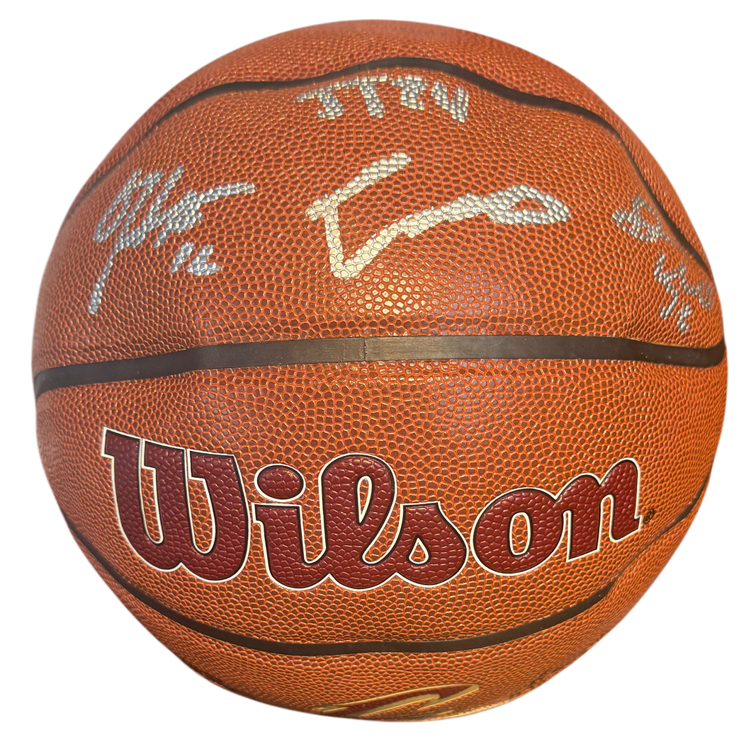 2025 Cleveland Cavaliers Team Signed Basketball Autographed by 4 Cavs including De’Andre Hunter, Isaac Okoro, Jaylon Tyson, & Dean Wade with COA