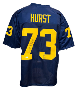 Michigan Wolverines Maurice Hurst Hand Signed Autographed Custom Blue Jersey with JSA COA